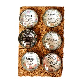 Set of 6 Christian Bible Verse Decorative Pushpins for Kitchen Corkboards and Bulletin Boards Handmade Home Decor Thumbtacks