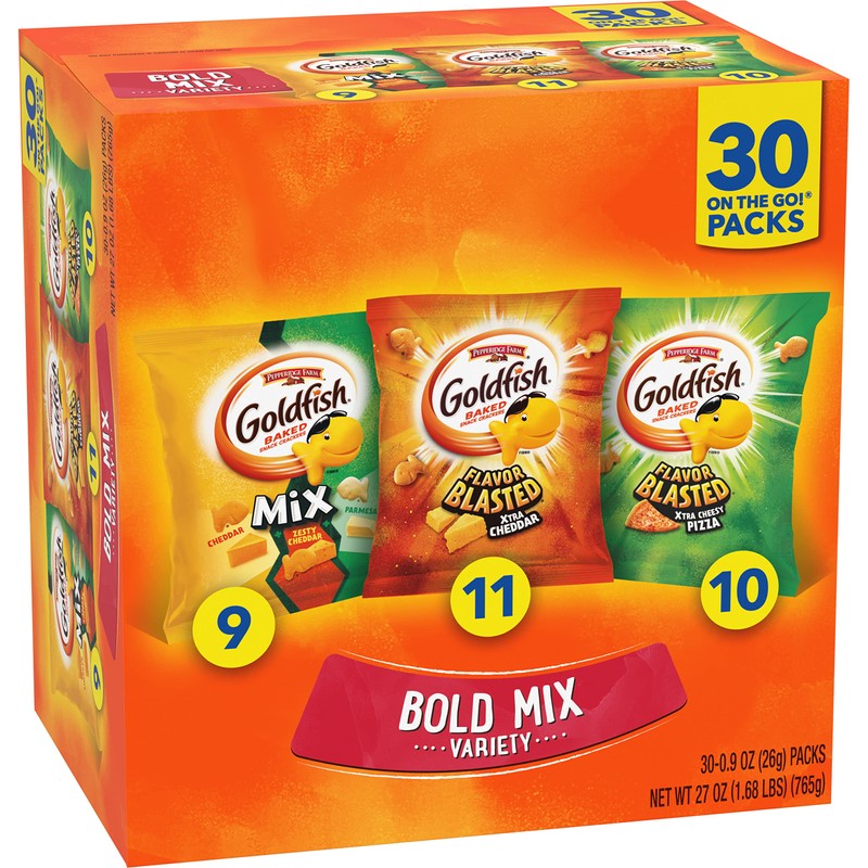Goldfish Bold Mix Variety Pack Snack Crackers, 1 oz Snack