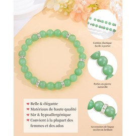 CheersLife Damen Armband Naturstein Armband mit Zirkon-Ring Geburtstag Weihnachten Geschenkidee originelle Perlenarmbänder Geschenk für Mutter Tochter Schwester Freundin Paar (Ausfahrt) FR