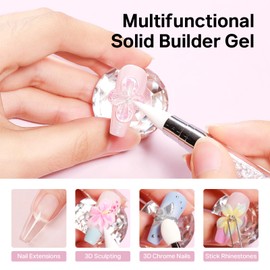 MIZHSE 2Pcs 3D Nail Gel Sculpting Gels, Clear and White Solid Builder Gel for Nails with Silicone Nail Molds Molding Gels 3D Art Non-Sticky Hand UV LED for Nails Salon Home DIY