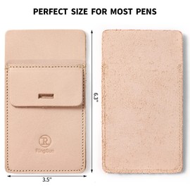 Ringsun Pocket Protector for Men, Full Grain Leather Pen Holder for Heavy Duty Shirts, Lab Coats, Holds 6 Pens, Pointers, Cards - Protects Pens and Pencils