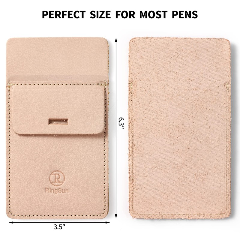 Ringsun Pocket Protector for Men, Full Grain Leather Pen Holder