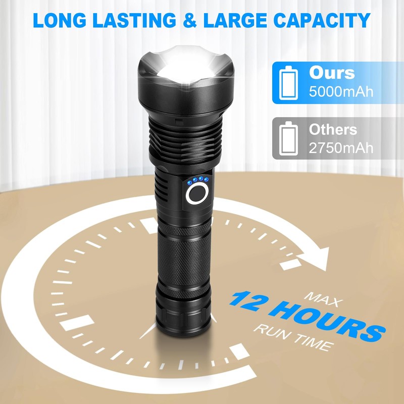 KINGCAESAR Flashlights High Lumens Rechargeable, 2 Pack 90,000 Lumens Super