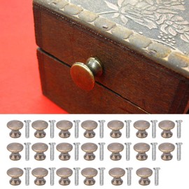 Set of 20 Boxes Knobs, Mini Mushroom Head Handle Nipple Nail Small Cabinet Jewellery Hardware Parts, Cupboard Drawer Metal Jewellery Box Gift Box Buttons