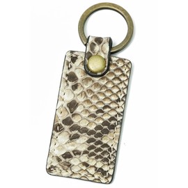 Prof Line Genuine Diamond Python Keychain Middle Tea Flat Ring with Box, natural