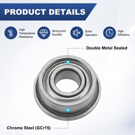 M METERXITY 4-Pack F683ZZ Flanged Ball Bearing, 3 x 7 x 3mm Double Metal Shielded Chrome Steel (GCr15) Flange Rip Bearings for Wheelbarrow/Printer/Fax Machines/Power Tools