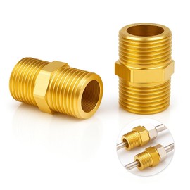 Tuwonwa 2 x Double Nipples G1 Inch (Diameter 20 mm) Brass with Male Thread, Threaded Fitting Connector, Hexagonal, High Pressure Double Nipple for Drinking Water, Heating, Oil, Air, Gas Pipes