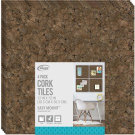 Board Dudes 12" x 12" Dark Cork Tiles 4-Pack (82VA-4)