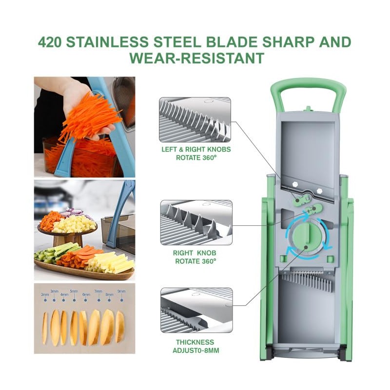 ZTQCSQ Upgraded version Mandoline Slicer for Kitchen &Safe Veggie Chopper