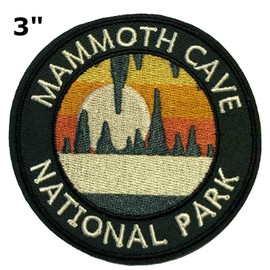 Mammoth Cave National Park 3" Embroidered Patch DIY Iron or Sew-on Decorative Vacation Travel Souvenir Applique Wander Nature Wildlife Hike Trek Camping Explore Mountains Stars Moon Sun Trails