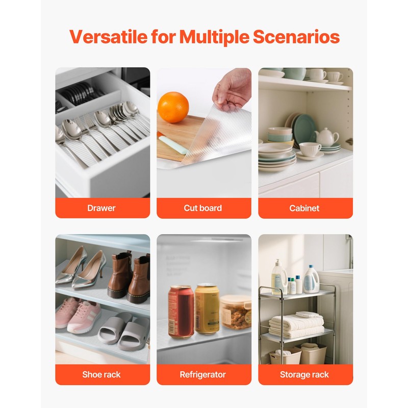 VEVOR Shelf Liner, Drawer Liner for Kitchen Cabinet, Non-Adhesive Non-Slip