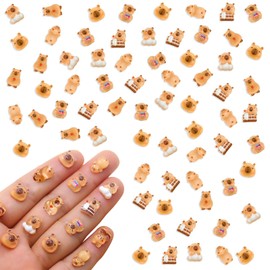 LunarCharm 100 Stück winzige Capybaras für Puppenhaus-Miniaturen, Kunstharztiere zum Basteln, Mini-Capybaras für Feengärten, Mikro-Landschaftsgestaltung, Dekoration