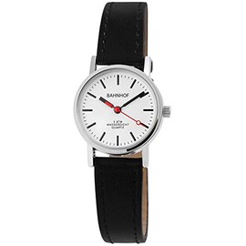 Excellanc Bahnhof 1900186 Women's Watch Imitation Leather Strap Pin Buckle Analogue Quartz, black/white, Strap.