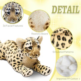 Gisqis Cheetah Stuffed Animal, 15.8" Leopard Stuffed Animal Stuffed Cheetah Plush Toy Pillow Cheetah Stuffy Cute Giant Realistic Stuffed Jaguar Plush Birthday Gifts for Kids Girls