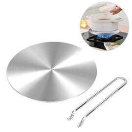 DOAGEAS Heat Diffuser for Gas Stove, Stainless Steel Induction Adapter Plate with Detachable Handle, Heat Diffuser Plate, Heating Plate for Cookware Simmer Ring Induction Hob Plate Heat Diffuser