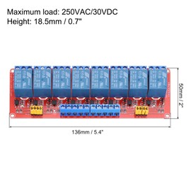 sourcing map 2 Pcs DC 5V 8 Channel Relay Module High or Low Level Trigger for Electronics Industrial Home Automation