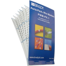 Brady PWM-PK-1 B-500 Matte Repositionable Vinyl Cloth, Black On White Color Porta-Pack Number Wire Markers, Legend "0 Thru 9"