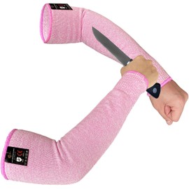 Evridwear Protective Arm Sleeves Cut Resistant Sleeves Arm Protectors for Thin Skin and Bruising for Men Work (Medium, Pink No Thumb Hole)