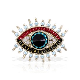 Evil Eye Brooches Pin for Women Men Rhinestone Ojo Brooch Pin Shirts Collar Brooch Pins Protect Jewelry