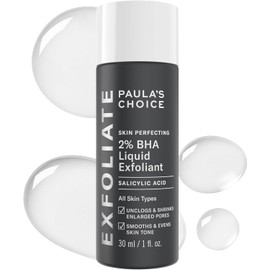 Paula's Choice Skin Perfecting 2% BHA Liquid Exfoliant – Travel Size 30mL | Salicylic Acid Facial Exfoliator for Blackheads, Enlarged Pores, Wrinkles & Fine Lines | Gentle, Non-Abrasive Leave-On Formula for Clear, Smooth Skin