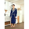 U2SKIIN Mens Fleece Hooded Robe Plush Bathrobe (Navy/Light Grey, S/M)