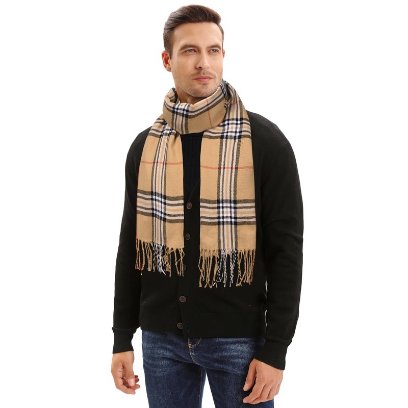 UMIPUBO Men's Scarves Classic Cashmere Wool Touch like Scarf Plaid