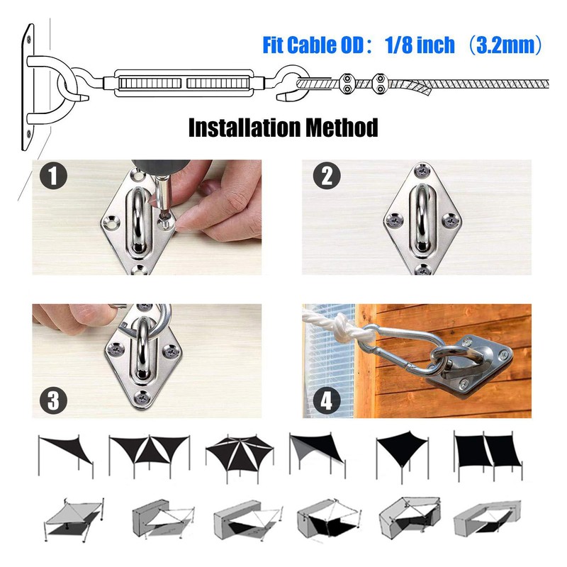Shade Sail Hardware Kit 304 Stainless Steel S Hook M6