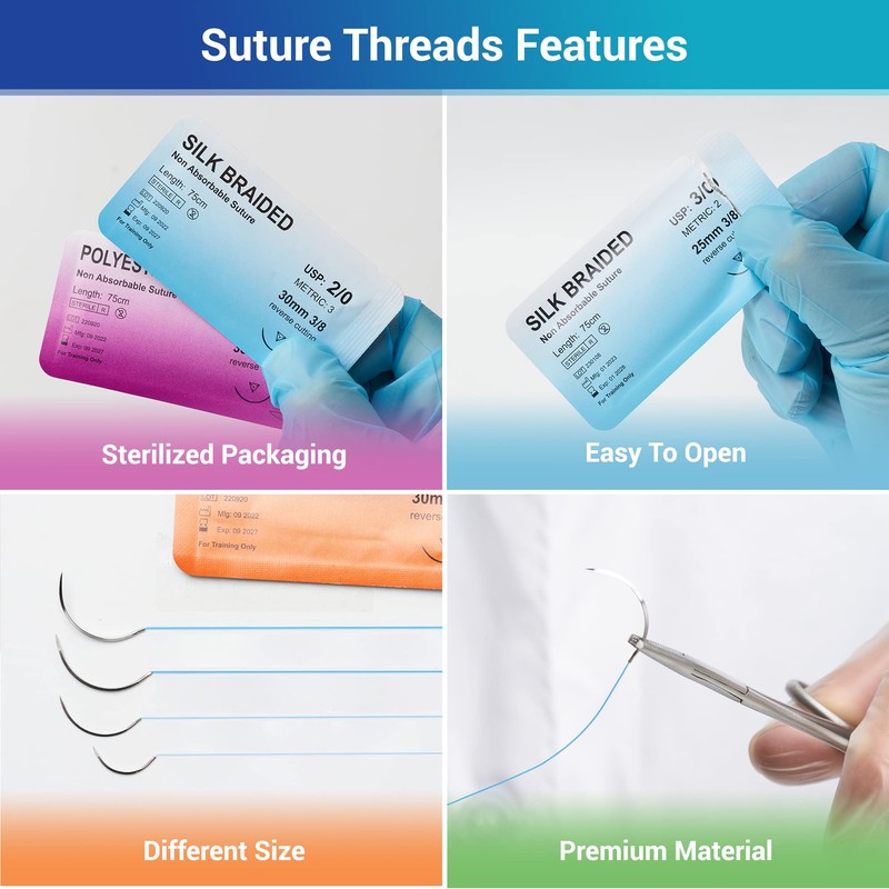 Alcedo Sterile Sutures Thread & Needle with Tools Kit, First