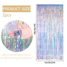 EnixwH Pack of 2 Glitter Curtain Birthday 1 x 2 m Glitter Curtain Party Curtain Glitter Decoration Party Curtains Streamers Fringe Birthday Decoration for Birthday Party Wedding Photo (Colour)