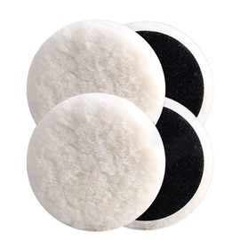 KAIYAYA Pack of 4 Lambswool Polishing Pads, 125 mm Polishing Attachment, Cordless Screwdriver, Polishing Hoods with Velcro Polishing Disc, Compatible with Bosch Random Orbital Sander, Polishing Pad