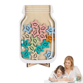 Reward Jar, Star Jar, Reward Jars for Children, Star Reward Jar, Reward Jar with Stars for Children's Behavior, Wooden Reward Chart for Daily Routine, Chores, Bedtime & Class