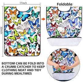 Paquete de 3 baberos para adultos para mujer, protector de ropa con recogedor de migas | Waterproof & easy-clean fabric, machine washable, 2 fastening
