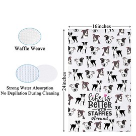 PXTIDY Staffie Dog Lovers Tea Towel Life Is Better With Staffies Around Staffordshire Terrier Dish Towel Staffie Dog Mom Gift