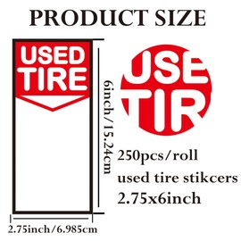 Used Tire Label Price Stickers & Shop Inventory Tags for Wheels - 2 3/4 x 6 InchTire Sale Roll Stickers for Auto Tire Repair Retail Shop 250 Pcs (red)