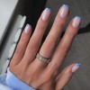 MERVF Short Press on Nails Square, Blue Tip French Fake