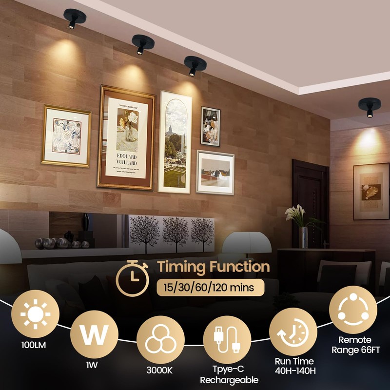 HAMVIDNE LED Spotlights, Rechargeable Battery Picture Lights, Uplighting Indoor, Spot