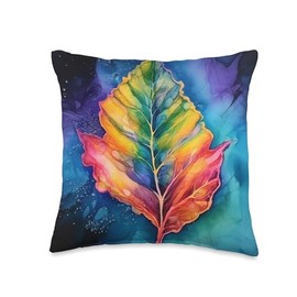 Dieffenbachia Leaf Cute Alcohol Ink Art Floral Throw Pillow