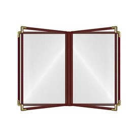 Goodsmart Restaurant Menu Covers - 25 Pack Burgundy 8.5" x 11", 4-Page/8-View, Side-Loading Vinyl Menu Holders with Clear Sleeves, Double-Stitched, Leather-Style Café Covers with Gold Corners