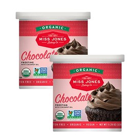 Miss Jones Baking Organic Buttercream Frosting, Perfect for Icing and Decorating, Vegan-Friendly: Rich Fudge Chocolate (Pack of 2)
