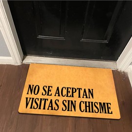 Funny Welcome Doormat Home Decor Rugs Welcome Mat with Rubber Back (18 x 30)inch No Se Aceptan Visitas Sin Chisme Spanish Bring Gossip Doormat For Entrance Way Indoor Front Porch Mats Anti-Slip Mats