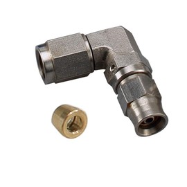 AC PERFORMANCE Stainless Steel 90 Degree Swivel Female -3AN 3/8-24 Thread to AN3 PTFE Hose End for Teflon Hose, Brake Fitting with Brass Olive Insert