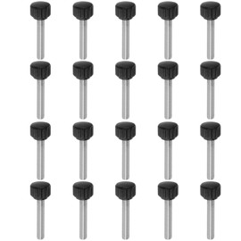 HARFINGTON 20pcs Knurled Clamping Knobs Thumb Screws M6 x 30mm Metric Male Thread 16mm Matte Plastic Head 304 Stainless Steel Stud Hand Threaded Knob Thumbscrew Handle, Black