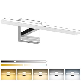 ZUZITO Modern Bathroom Vanity Light 18in, 14W LED Bathroom Light Bar 5CCT Dimmable, Chrome Vanity Lights for Bathroom Wall