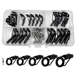 FOLANDO Anti-Tangle Ceramic Fishing Rod Guide Set with Stainless Steel Ferrules – 5 Sizes (2.4-5.5mm) & Reinforced Side Posts for Surf Casting and Lure Fishing