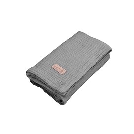 Mizali Premium Muslin Baby Blanket, 120 x 120 cm, 4-Layer, Cotton, Breathable, Plain Colour, Cuddly Blanket, Summer Blanket, Bedspread for Children, Gift for Newborns (Grey)