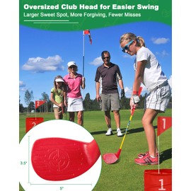 HOTWIND Backyard Golf Game Clubs 1 Pack with 5”x 3.5” Oversize Heads and 28” Lightweight Carbon Shaft for Kids Play Outdoor Golf Yard Game in Grass Parks and Yards Hit Plastic and Foam Balls