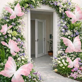 FineCheer 9 Pcs Large Gradient Butterfly Decoration Mariposas Grandes para Decoracion 20" 16" 12" Silk 3D Hanging Butterfly with Clip for Baby Shower Birthday Party Wedding Decor(Pink)