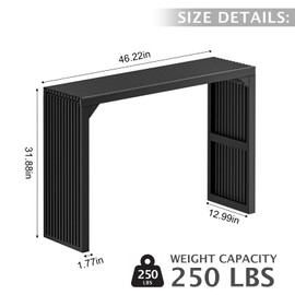 MODCART 46" Solid Wood Console Table, Black Console Tables for Entryway, Narrow Entryway Table Decor, Modern Console Table Behind Couch, Console Tables for Living Room, Foyer