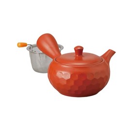 Ale-net Teapot Pot, 6.5 x 5.5 x 3.3 inches (16.5 x 14 x 8.5 cm), 9.5 fl oz (280 cc), Diamond Cut Teapot (Poi Poiami), Includes Tea Strainer, Ceramic (Earth), Tokoname Ware, Made in Japan