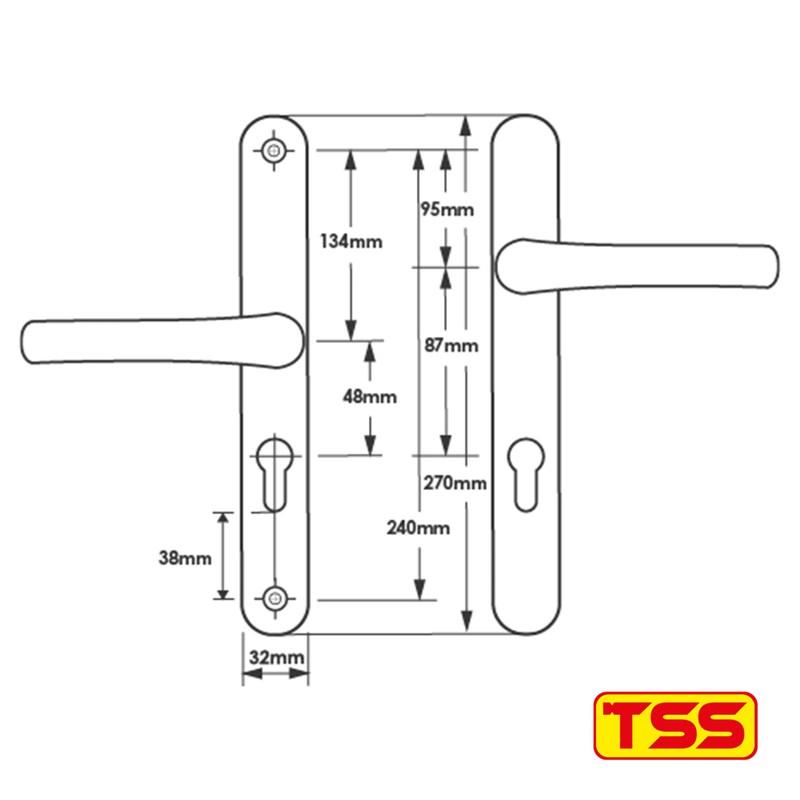 TSS UPVC Door Handles Set - Lever Offset Lever -